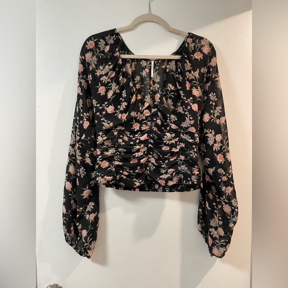 Free people floral crop blouse